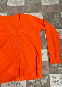 Orange Cardigan Sweater