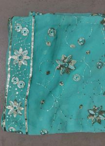 Elegant Blue Embellished Saree