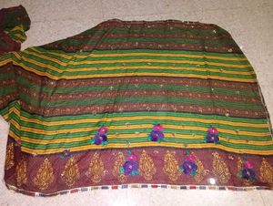 Striped Sari with Embellishments