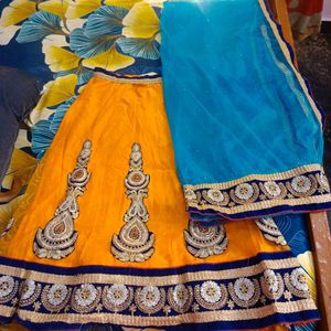 Yellow lehanga Elegant Embroidered Ethnic Skirt