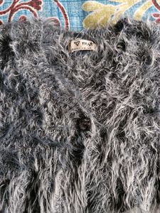 Fuzzy Gray Woolen Blouse