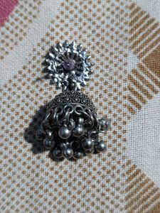 Oxidized Silver Jhumka Earrings