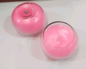 Beautiful Light Pink Scented Glass Candle