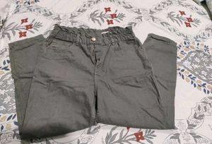 Olive Green Paperbag Jeans