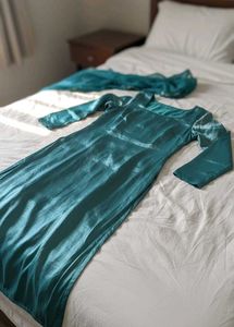 Teal Satin Kurta Set