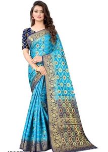 fine wear Cotton silk Multicolor sarees.