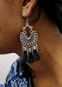 Silver Earrings With Tassels