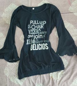 Y2k Black Bell Sleeve Top