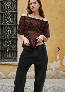 Cherry Print Off-Shoulder Top