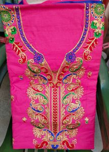 Pink Embroidered Salwar Kameez Suit Material