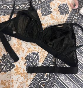 Black Lace Designer Bra, Bust- 34 B