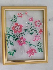 Flower Glass Painting With Frame- Set Of Two