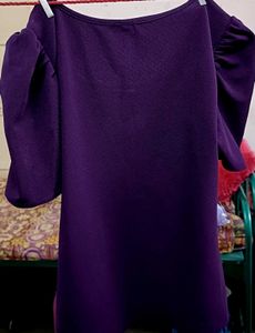 Purple Puff Sleeve Square Neck Top
