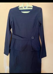 Navy Peplum Korean  Dress