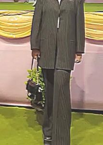 Black Stripe Suit With Free Top!!