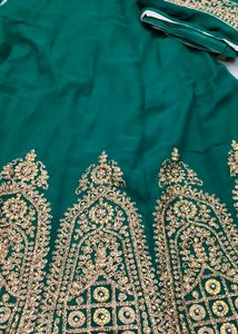 Green &amp; Gold Embroidered Salwar Kameez