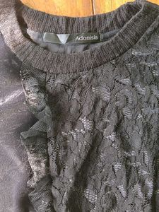 Adonisis Velvet Sweater Top With Embroidery
