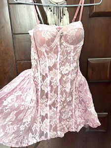 Pink Lace Mini Dress