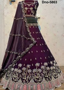 Purple Embroidered Lehenga Choli