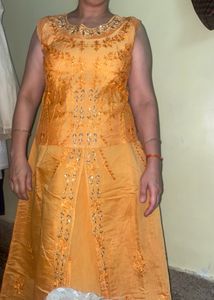 Orange Sleeveless Kurta