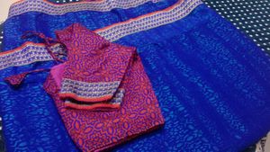 Preloved Blue Saree With Stitched Blouse 💙