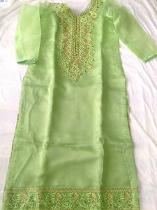 Lime Green Embroidered Choodidaar Kameez