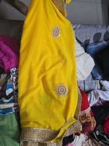 Yellow Embellished Saree