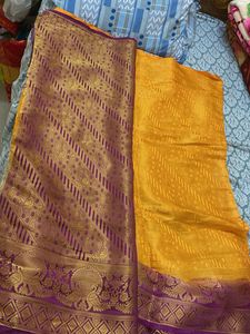 New Elegant Yellow & Purple Saree