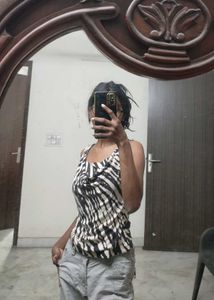 Y2k Animal Print Cowl NeckTank Top.