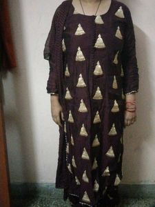 Wine Colour Kurti Set