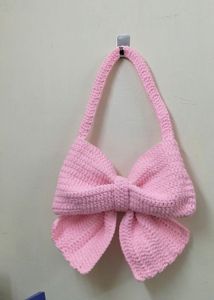 Pink Bow Crochet Bag