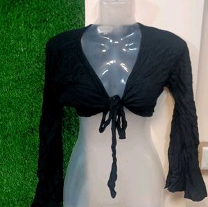 Asymmetrical Flounce Sleeve &amp; Wrap Top
