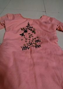 Embroidered Peach Kurti