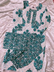 Green Floral Kurti Set