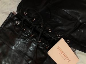 SHIEN black Leather Criss Cross Top🎀