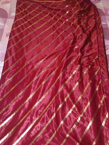 crape Red &amp; Gold  saree