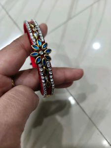 Red &amp; Blue Stone Bangles
