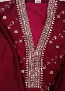 Maroon Embroidered Kurti