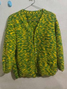 Handmade Green & Yellow Knit Cardigan