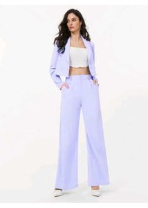 Lilac Cropped Blazer &amp; Wide Leg Pant Set