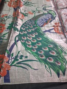 Beautiful Silver Jary and Blak Colour Saree