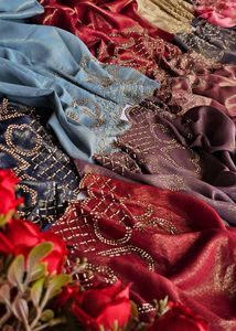 🌸New shade heavy chifon shimmer pallu handwork +