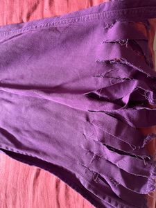 Purple Fringe Bottom Boyfriend Jeans