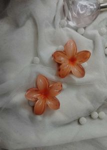Orange Flower Hair Clips - Set of 1