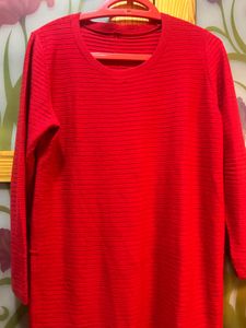 ribbed Red Bodycon Midi Dress