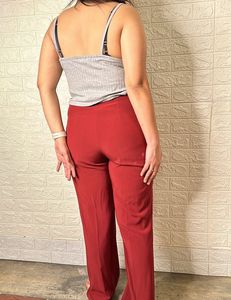 Maroon Pants And Grey H&amp;M Crop Top Combo