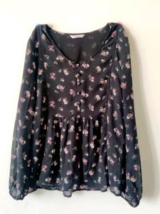 **PRICE DROP ALERT** Black Floral Top , Bust - 32 (Inches)