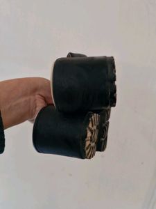 Black Leather Slide Sandals