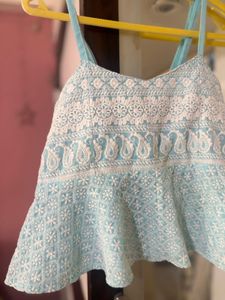 Cute Blue Embroidered Top