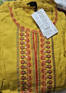 Kalini Yello Embroidery Kurti♥️